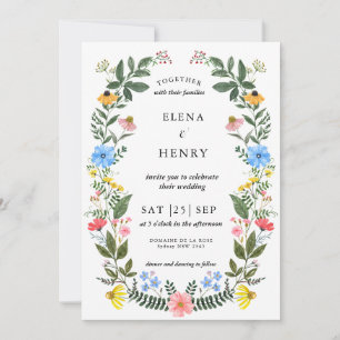 Classy Pastel Wildflower Secret Garden Wedding Inv Kaart