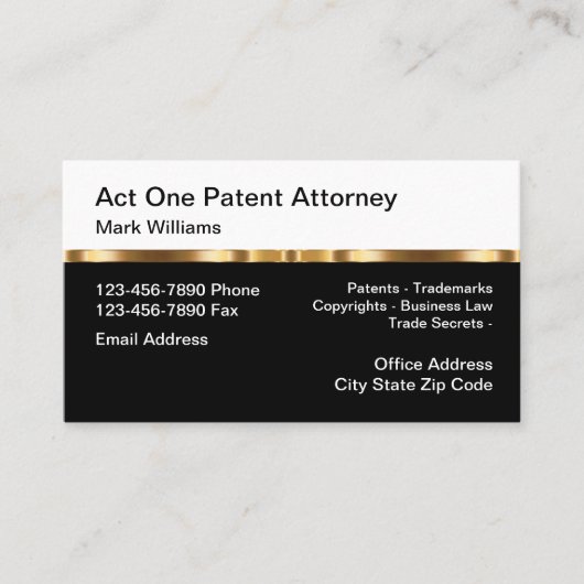 Classy Patent Attorney Business Law Visitekaartje (Voorkant)