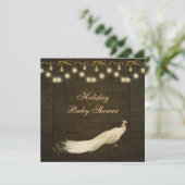 Classy Peacock neutraal kerstBaby shower Kaart (Staand voorkant)