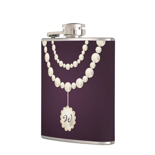 Classy Pearl Ketting monogram heupkolf Heupfles (Links)