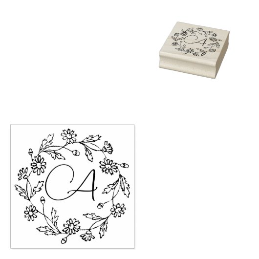 Classy pensioen moderne bloem zwart rubberstempel (Gestempeld)