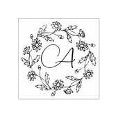 Classy pensioen moderne bloem zwart rubberstempel (Afrduk)