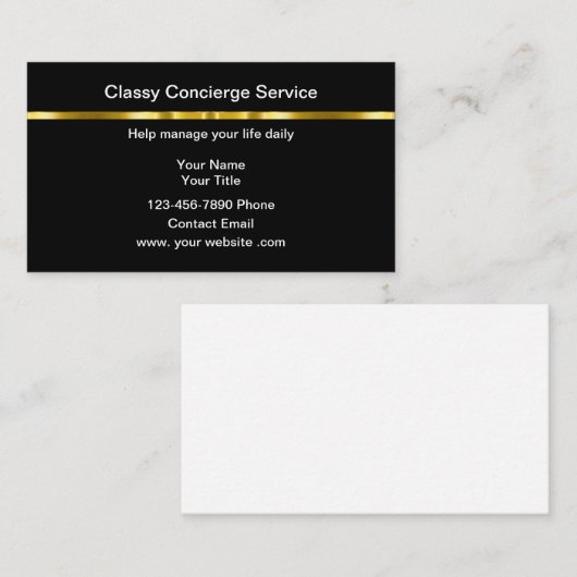 Classy Personal Concierge Business Cards Design Visitekaartje (Voorkant / Achterkant)