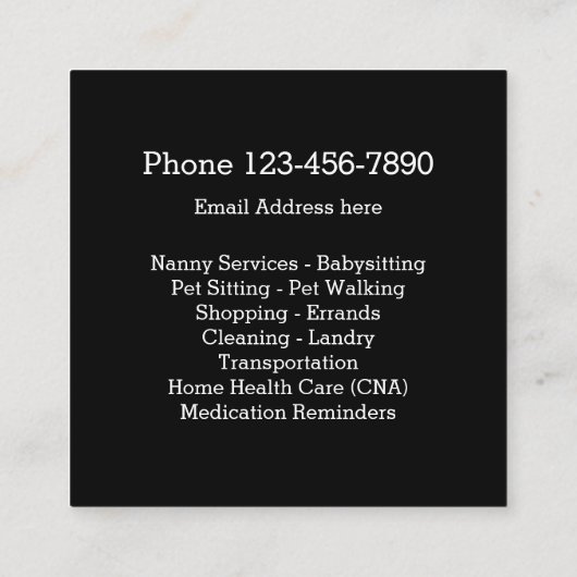 Classy Personal Concierge Design Vierkante Visitekaartje (Achterkant)