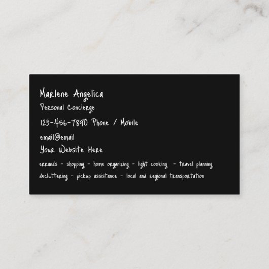 Classy Personal Concierge Services Visitekaartje (Achterkant)