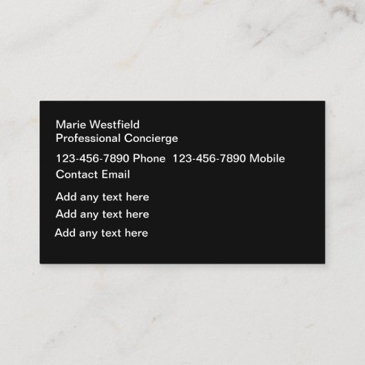 Classy Personal Concierge Upscale-Visitekaartjes Visitekaartje (Achterkant)