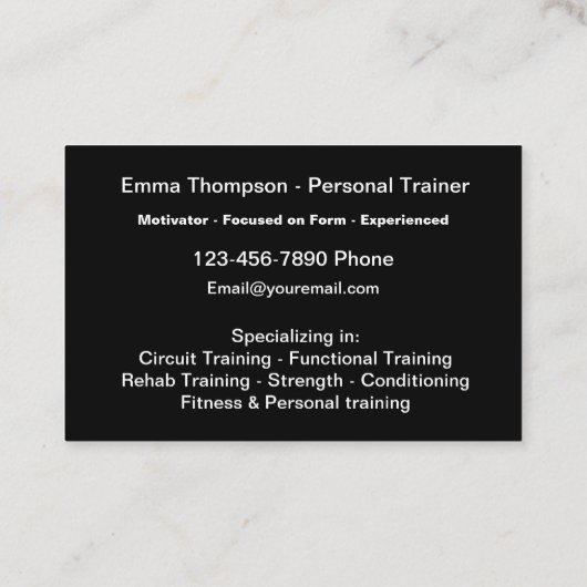 Classy Personal Fitness Trainer Cool Visitekaartje (Achterkant)