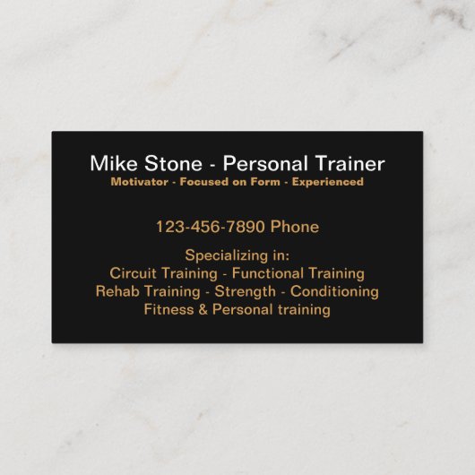 Classy Personal Trainer Visitekaartje (Achterkant)