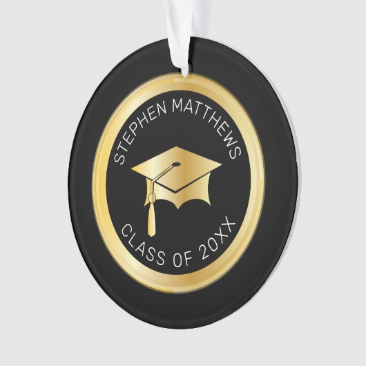 Classy Personalized Gold Graduation Cap and Tassel Ornament (voorkant)