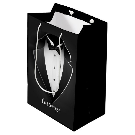 Classy Personalized Tuxedo Medium Cadeauzakje (Voorkant Gekanteld)