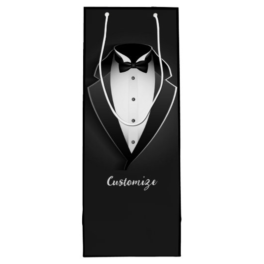 Classy Personalized Tuxedo Wijn Cadeautas (Achterkant)