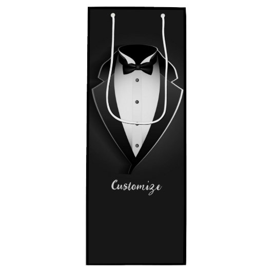 Classy Personalized Tuxedo Wijn Cadeautas (Voorkant)