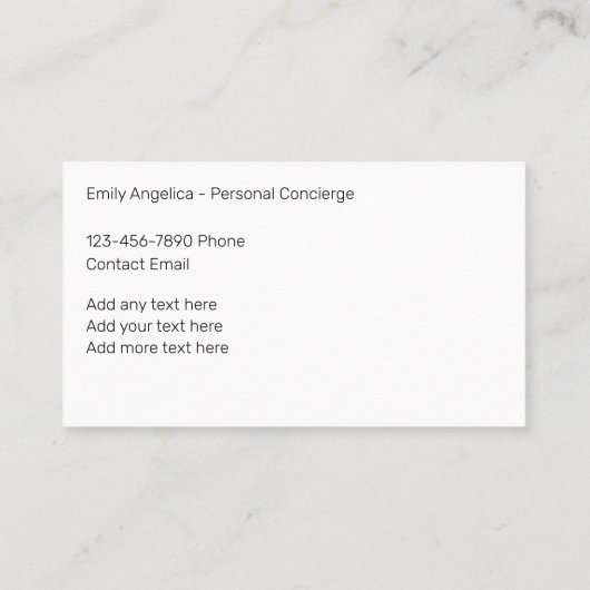 Classy persoonlijke conciërge professional visitekaartje (Achterkant)
