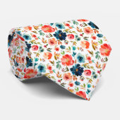 Classy Perzik Roze Blauw Waterverf Rozen Stropdas (Opgerold)