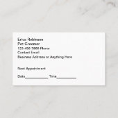 Classy Pet Grooming Afspraak Visitekaartjes (Achterkant)