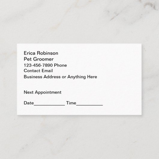 Classy Pet Grooming Afspraak Visitekaartjes (Achterkant)