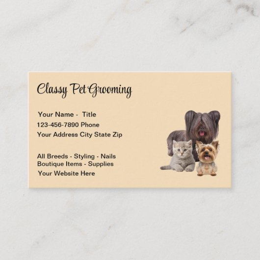 Classy Pet Grooming Visitekaartje ontwerp (Voorkant)