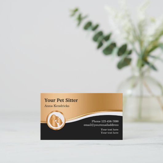 Classy Pet Service Business Cards Visitekaartje (Staand voorkant)