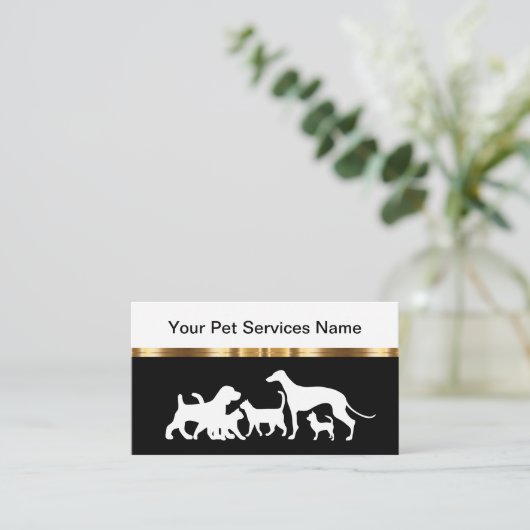 Classy Pet Service Gold Black White Visitekaartje (Staand voorkant)