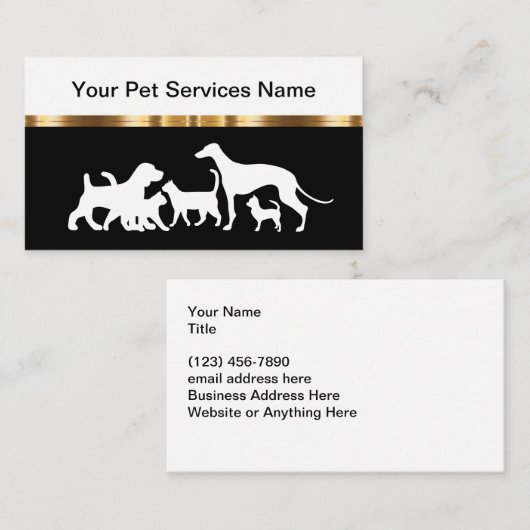 Classy Pet Service Gold Black White Visitekaartje (Voorkant / Achterkant)
