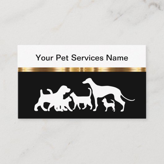 Classy Pet Service Gold Black White Visitekaartje (Voorkant)