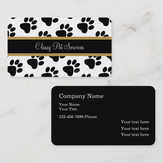 Classy Pet Service Paw Print Visitekaartje