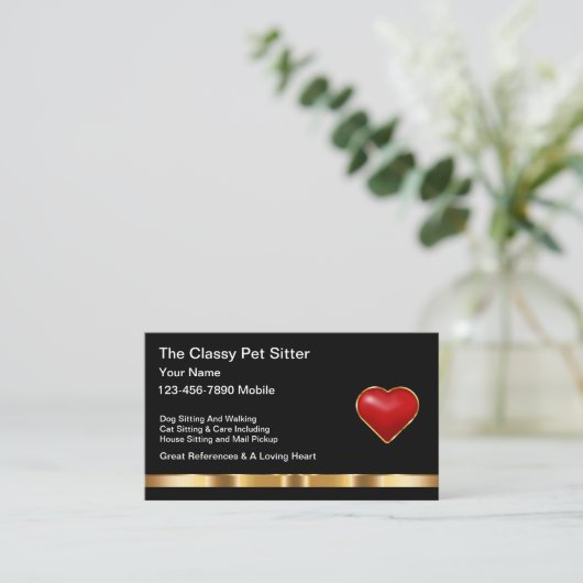 Classy Pet Sitter en Home Watch Visitekaartjes (Staand voorkant)