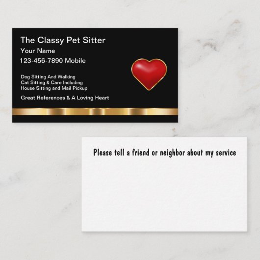 Classy Pet Sitter en Home Watch Visitekaartjes (Voorkant / Achterkant)