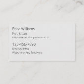 Classy Pet Sitter Hond en Kat Visitekaartjes (Achterkant)