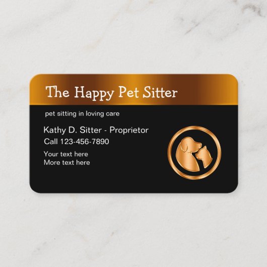 Classy Pet Sitter Visitekaartjes Design (Voorkant)