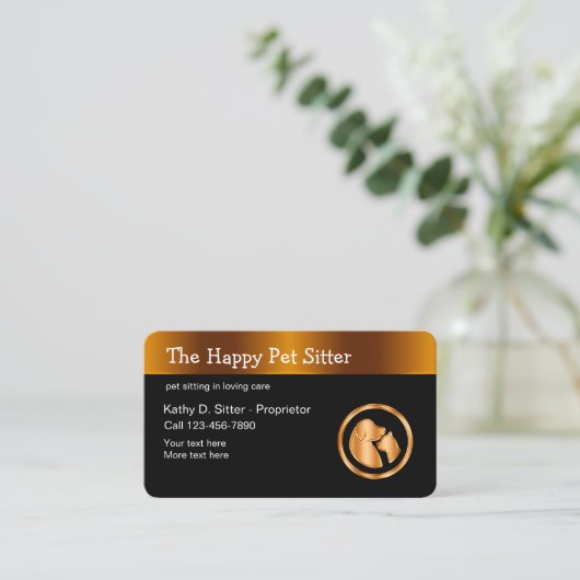 Classy Pet Sitter Visitekaartjes Design (Staand voorkant)