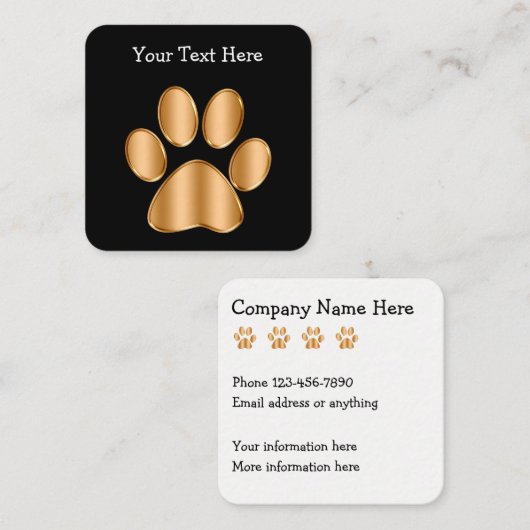 Classy Pet Theme Vierkante Visitekaartje (Voorkant / Achterkant)