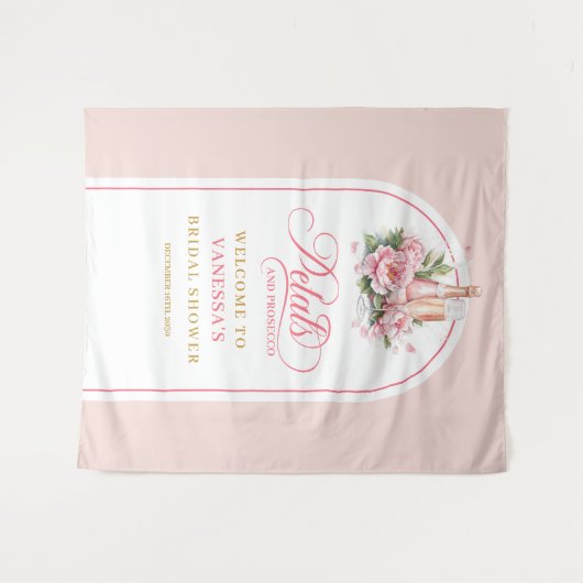 Classy petals and prosecco blush gold event banner wandkleed (Voorkant (horizontaal))