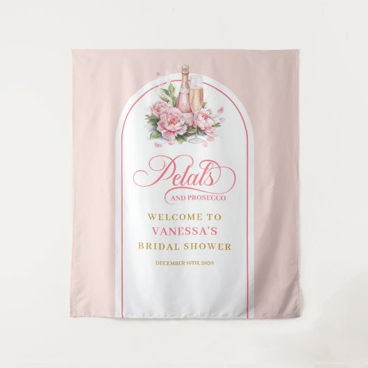 Classy petals and prosecco blush gold event banner wandkleed (Voorkant)