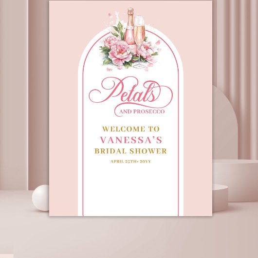 Classy petals and prosecco blush gold event banner wandkleed