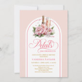 Classy petals and prosecco blush gold invitation kaart (Voorkant)