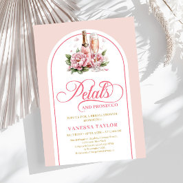 Classy petals and prosecco blush gold invitation kaart