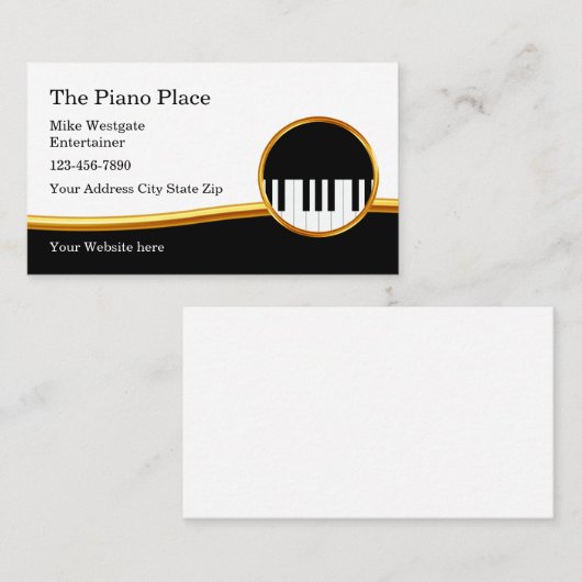 Classy Piano Keys Musical Theme Visitekaartje (Voorkant / Achterkant)