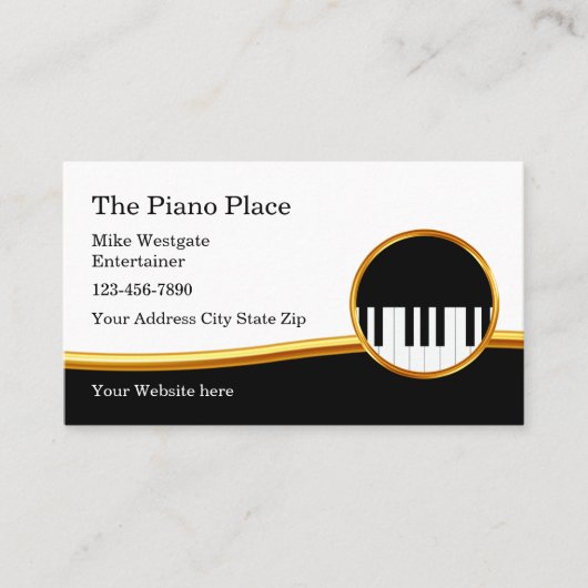 Classy Piano Keys Musical Theme Visitekaartje (Voorkant)