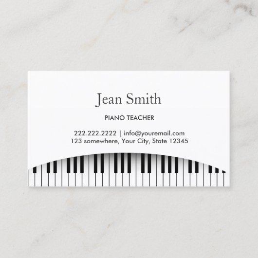 Classy Piano Keys Piano Teacher Visitekaartje (Voorkant)