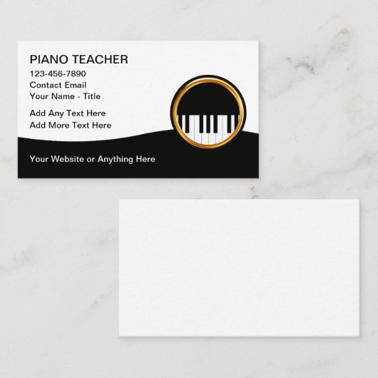 Classy Piano Teacher Visitekaartjes (Voorkant / Achterkant)