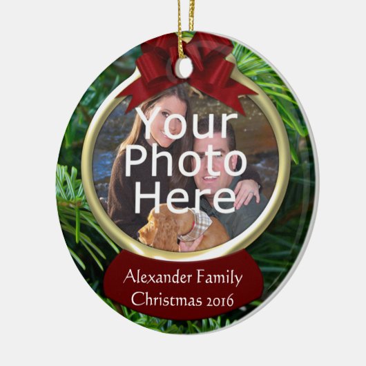 Classy Pine Custom Foto Kerstmis Ornament (Links)