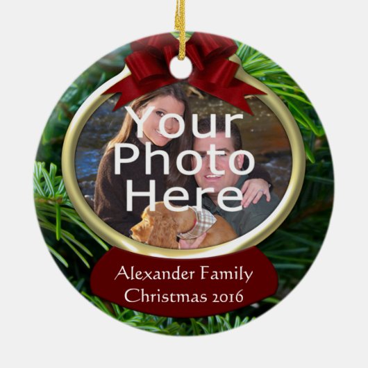 Classy Pine Custom Foto Kerstmis Ornament (Achterkant)