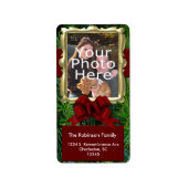 Classy Pine Foto Kerstmis Adreslabel Etiket (Voorkant)