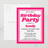 Classy Pink Adult Birthday Party Uitnodiging Briefkaart (Voorkant / Achterkant)