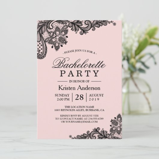 Classy Pink Bachelorette Party Kaart (Staand voorkant)