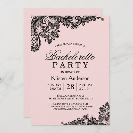 Classy Pink Bachelorette Party Kaart (Voorkant / Achterkant)