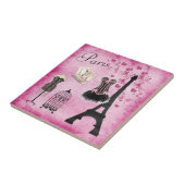 Classy Pink Black Paris Mode Eiffel Tower Tegeltje (Zijkant)