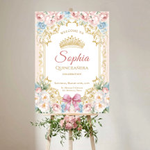 Classy Pink Bow Floral Quinceanera Welkom