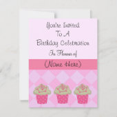 Classy Pink Cupcake Birthday Uitnodiging (Voorkant)